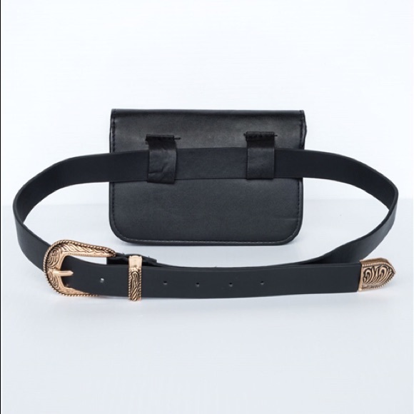 3 FOR $25 Black Faux Leather Studded Belt Purse - Picture 5 of 8